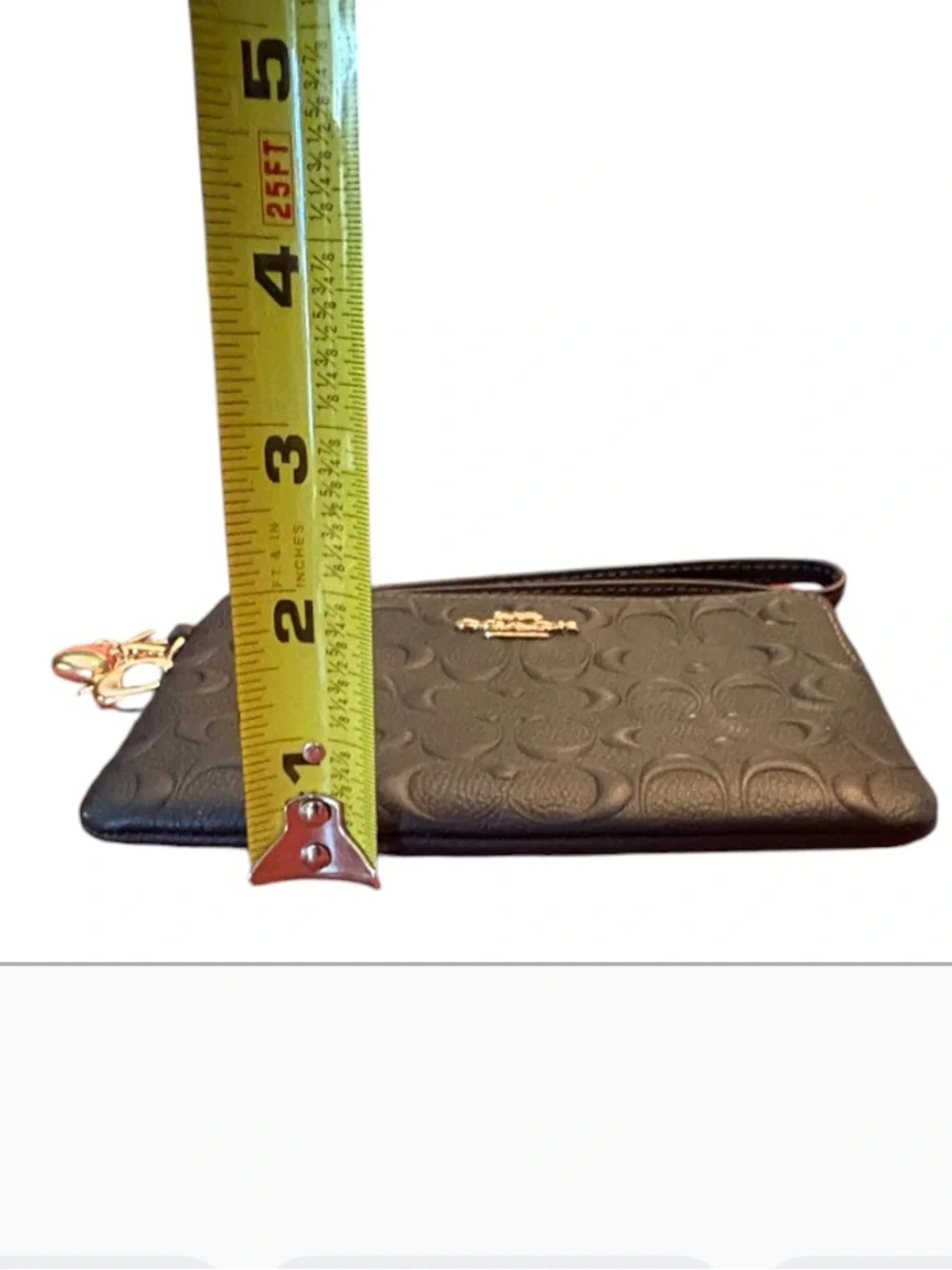Coach Black Embossed Signature Leather Wristlet with Charms